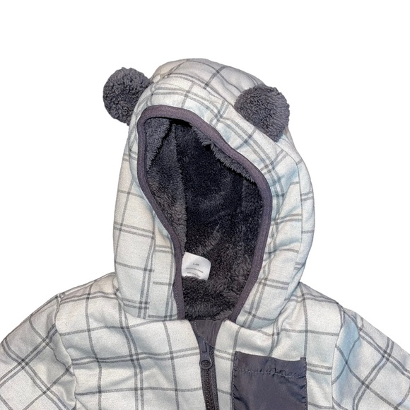 Gymboree Infant Bunting Snowsuit Boys 3/6 Months Grey Fleece Lined Zippered Warm - Picture 2 of 6